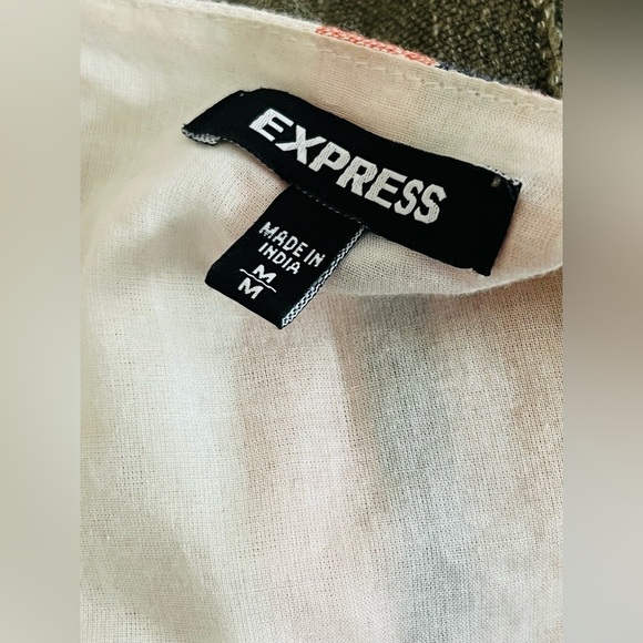 Express Cotton Blend Stripe Ruffle Wrap Dress in Cream Pink Size Medium - Picture 8 of 13